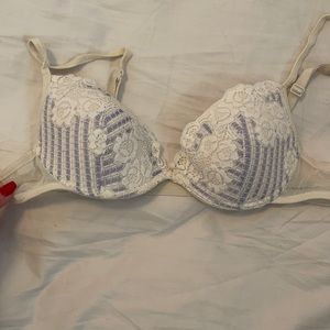 Cream and light purple, lace bra